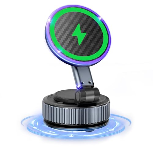 ALAFLY 15W for MagSafe Charger Car Mount, Magnetic Wireless Charging Phone Holder with Sticky Base for Dashboard Windshield [360°Adjustable] for iPhone 17 Pro Max 16 15 14 13 12 Serie