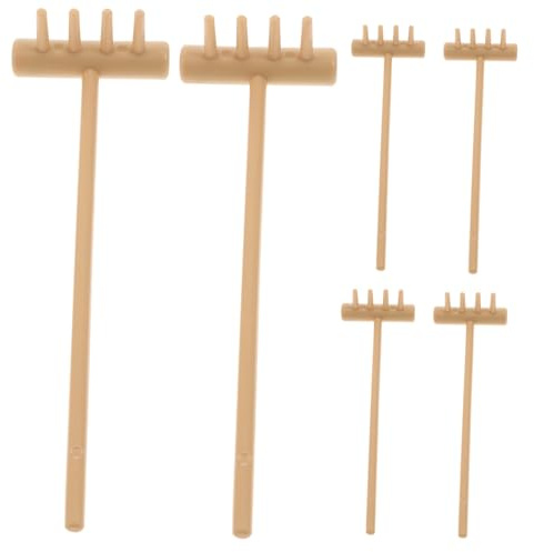 BESPORTBLE 6 pièces Mini Râteaux Zen pour Bac à Sable DIY Décoration Bureau et Jardin Râteaux de Table Jaunes Durables pour Jeu et Relaxation