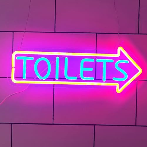 Panneau lumineux LED en forme de flèche pour toilettes, indicateur d'entrée des toilettes, panneau lumineux mural à suspendre, veilleuse, pour bar, centre commercial, hôtel, toilettes, décoration mu