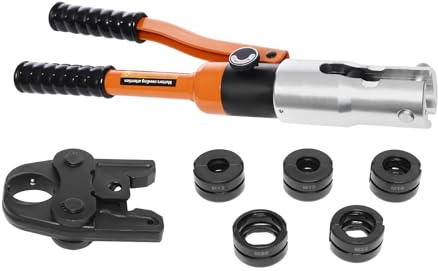 Pinza a pressa idraulica, professionale per tubi di rame con M12, M15, M18, M22, M28, ganasce a cambio rapido, girevole a 360°, set di pressa per tubo di rame e tubo composito