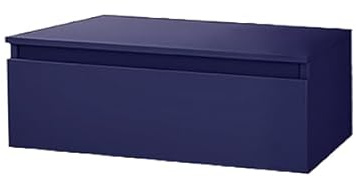 Liberoshopping Mobile bagno sospeso con cassetto soft closing in legno nobilitato– design moderno per lavabo da appoggio NILYA (Blu Opaco, 120)