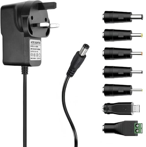 5V 2A Power Adapter Universal Power Supply with 7 DC Connectors Multi Plug AC to DC 5V Adaptor 10W AC Adapter Multifunctional Portable Power Transformers Converter Inverter AC-DC Power Adapter