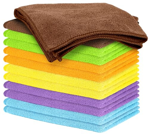 AYESY Mikrofiber rengöringsduk, 12 st 30 x 30 cm mycket absorberande rengöringstrasor multifunktionell kökshandduk återanvändbar disktrasa för plastfri köksduk lämplig för alla ytor (blandad)