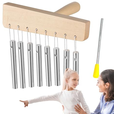 Klanginstrument, 8 Töne, Holz, Meditationsglocke, massives Aluminiumrohr, Musikgerät mit Klopfstab für Männer, Innenbereich, Zuhause, Tempel, Garten, Anfänger