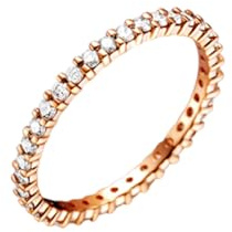 Ayoiow Vorsteckring 585 Gold mit 0,45 ct Diamant, Ring 585 Gold Echt für Freundin Größe 60 (19.1)| 14K Roségold | Trendiger Modeschmuck für Cocktail
