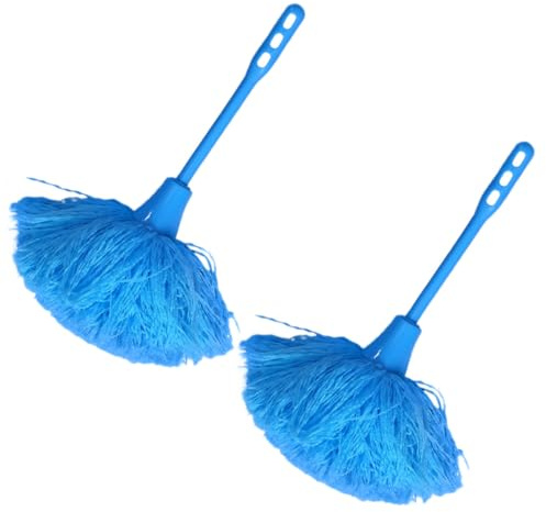 Ciieeo 2 Plumeros de Limpieza Estáticos para Coche y Hogar Plumero Reutilizable con Mango Antideslizante Herramienta para Eliminar Polvo en Oficinas y Habitaciones Color Azul Paquete