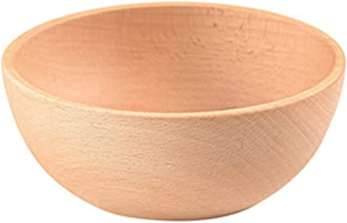 Träskål for frukt, salladsskål, skål, platt soppskål, bunaskål, nudelskål, mitten av skålen, hem, hotell, rund träskål, naturlig(20x7cm)