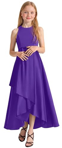 Generisch Vestito da sera per ragazze, per spettacoli di concerti, concorso, elegante, senza maniche, per bambini, dai bambini ai ragazzi, Lilla, 13-14 Anni