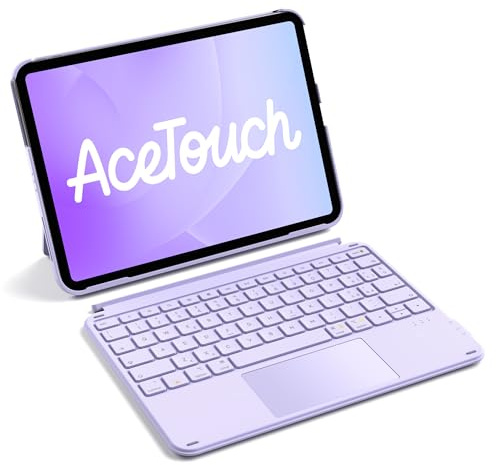 Inateck Custodia Tastiera per iPad 11a/10a Gen, iPad 10a (10,9)/11a Gen (2025 A16), Air 11 M4/M3/M2, Air 6/5/4a, Pro 11 4a-1a, Tastiera Ultralight Rimovibile con Touchpad,Viola AceTouch