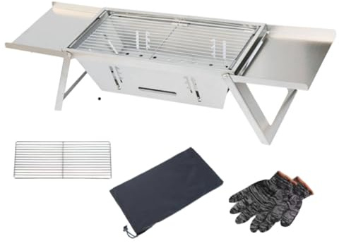 MotiveTech Portable Folding Ember-Fired Grill Foldable Folding Ember-Fired Instant Setup Compact Barbecue Rack for Campers, Picnic, Backyard, L, Standard