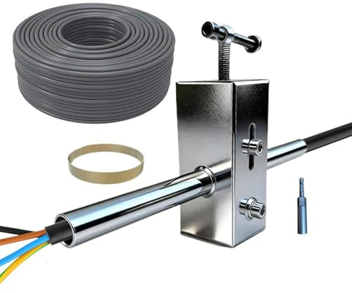 Pasacables Eléctrico - Cinta Tracción Acero, Dispositivo Navegación Conducto 15m, Herraje Guía Cable Robusto, Componente Metal Rígido | Kit Enhebrado para Electricistas & Técnicos