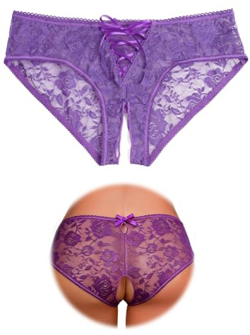 comeondear String Ouvert Femme Sexy Grande Taille Culotte Fendue Dentelle | Tanga Chic Hot sous-Vêtements Féminins Lingerie Dessous Érotique Slip Bresilien Respirante Stretch Lot de 1/2/3