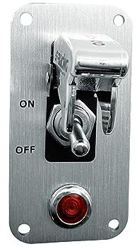 SIMONI RACING ISR/3X-L Interruttore Universale, Interruttore a Levetta, Interruttore a Bilanciere, Starter a Due Vie, Cromato con Placca cromata e LED Rosso