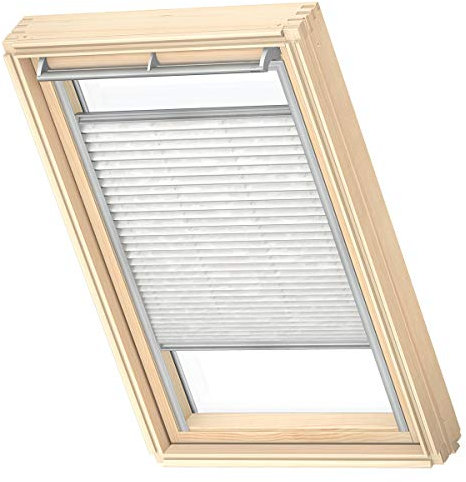 VELUX Original Dachfenster Plissee für PK06, Weiß Gemustert, mit Grauer Führungsschiene