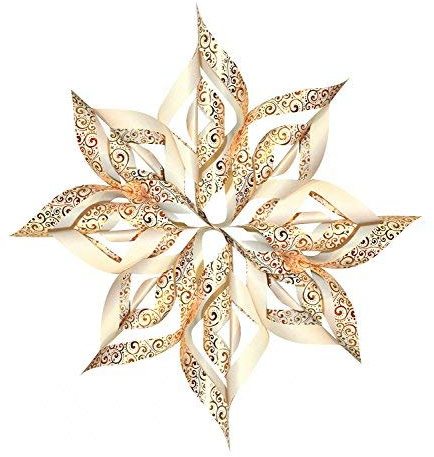 Ursus 34535500 - Paper Star Ornament 3, gold, 32 Blatt, ca. 15 x 15cm, 110 g/qm, vorgestanztes, hochwertiges Bastelpapier mit edlem Perleffekt, folienveredelt, einseitig bedruckt