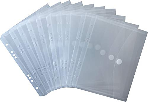 Dokumententaschen 40956-04 Sammelmappen Sichttaschen A5 quer transparent natur, mit Euro-Lochung, Abheftrand, Klappe und Klettverschluss - 10 Stück