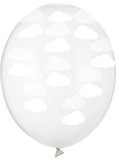 Luftballons Wolken 30cm 6er Set mit Aufdruck Latex Geburtstag Ballondeko Partyballons transparent