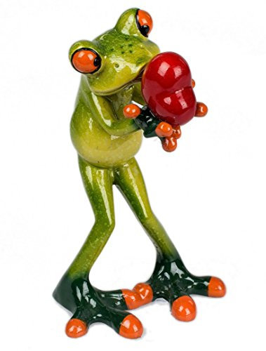 formano lustige Frösche Figur Frosch mit Herz in Händen Poly 13 cm verliebt