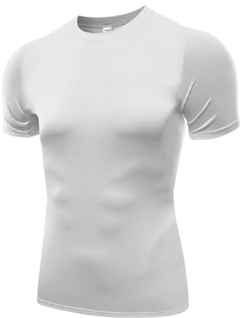 The Pure Blue White Short-Sleeved Compression Tops for Men - [3XL] Tight Fit Body Shaper T-Shirt and Base Layer. Moisture-Wicking Gym Clothes. Anti-Odour Fabric for Ultimate Performance and Comfort.