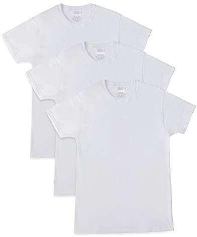 Fruit of the Loom mens 3-pack Breathable Crew T-shirt Underwear, Regular - White, Small US