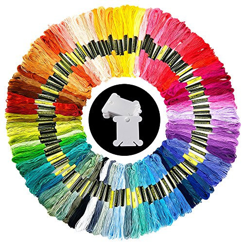 Pllieay Knäuel Stickgarn, zufällige Farbe, Kreuzstich Fäden, DIY Handwerk Freundschaftsarmbänder Floss mit 29 Stück Stickwerkzeug-Sets für Stickerei, Stricken, Kreuzstich Projekt (100)