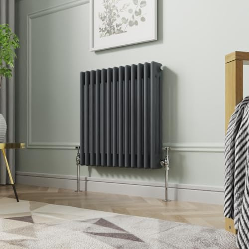 NRG 600 x 605 mm tradizionale antracite orizzontale in ghisa radiatore Triple panel