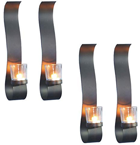 Mojawo Dekorative Wandkerzenhalter für Teelichter 4'er Set aus Metall für Teelichter Modernes Design aus Metall