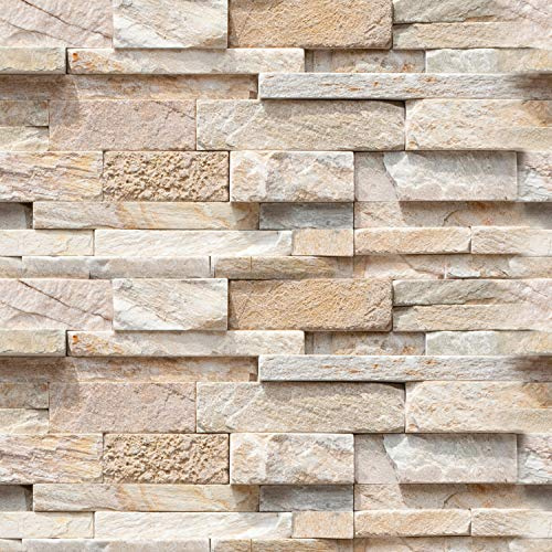 murando - Papier Peint Adhesif Mural, Sticker Mural, Effet Pierre 3D, 10 m | Pose Facile sans Colle, Fabrication EU, Tapisserie Murales, Papiers Peints Panoramique, Poster Mural, Décoration Moderne