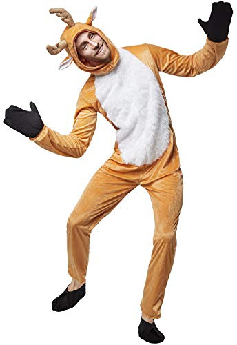 dressforfun 900545 - Rasantes Rentier, Unisex Overall aus Plüschstoff mit Schwanz