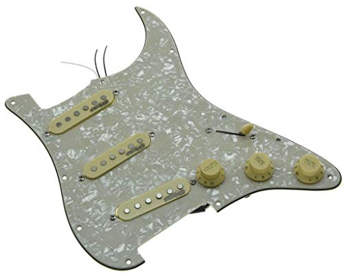 KAISH Aged Pearl Loaded Pickguard für E-Gitarre, vorverdrahtet, mit Wilkinson Tonabnehmern für USA/Mexico FD Stratocaster