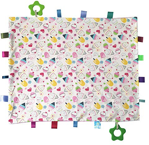 Large Tag Security Blanket for Babies - Toddlers Taggy Security Blanket, Lovely Tag Blanket Comforter, Pink