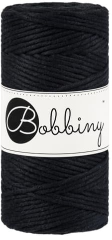 Bobbiny Makramee-Schnur, 3 mm, einlagig, Schwarz, 100 m