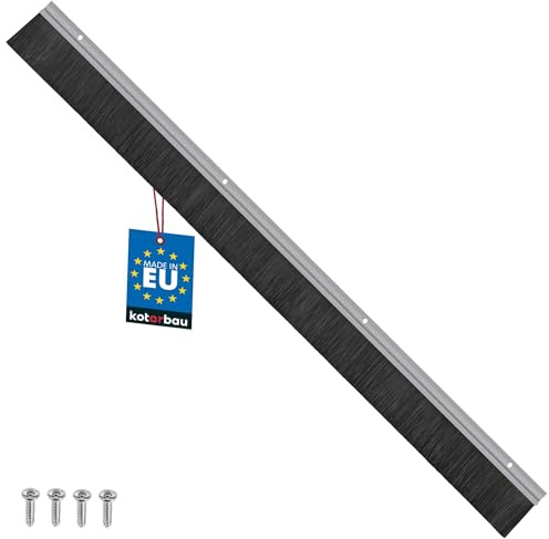 KOTARBAU® Burlete Cepillo Puerta - 1 m - Protector Bajo Puerta Exterior - 60 mm - Burlete Bajo Entrada Aluminio - Insectos - Larga Duración - Fácil Montaje - Atornillable