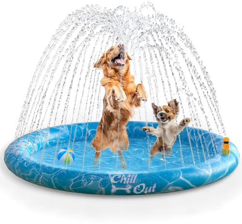 ALL FOR PAWS 130CM Hundespielmatte mit Sprinkler, Sprinkler-Spielmatte für Hunde, Kühlende Wasserspielmatte mit Sprinklerfunktion, Outdoor Wasser Spielmatte für Hunde