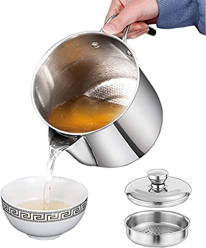 Fetttrennkanne Edelstahl Fettkanne Fettabscheider für soßen 1300ml Mehrzweck Verwendung Fetttrenner mit Abnehmbarem Staubdichtem Deckel und Sieb