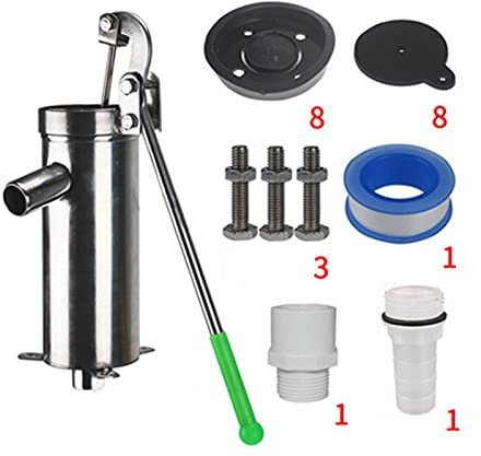 Wasserpumpe Edelstahl, Handwasserpumpe für 8 Meter Wassertiefe, Manuelle Wassersaugpumpe, Schüttelwasserpumpe für Haus, Hof, Garten, Bauernhof(Color:G)