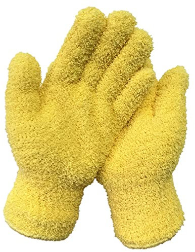 Dusting Glove Cleaning Cloth Gloves Microfiber Making Duster Easy For House Cleaning Trucks Cars Lamps Window, 2Pairs Yellow