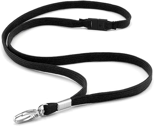 CKB LTD Premium nyckelband halsrem med brytning och vridbar metallklämma för ID-korthållare enfärgad, Svart, Pack of 10
