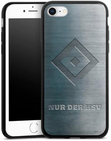 Slim Case extra dünn kompatibel mit Apple iPhone SE (2020) Silikon Handyhülle schwarz Hülle HSV Hamburger SV Metallic Look