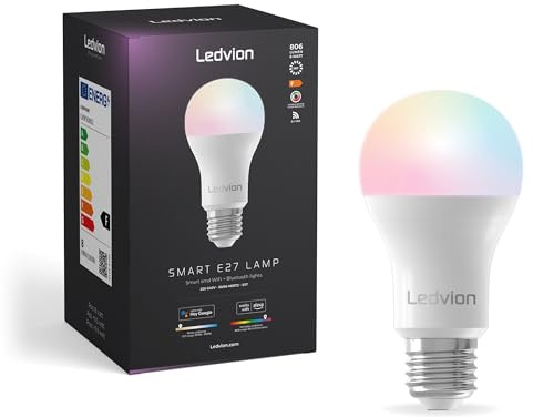 Ledvion - 2X SMART RGB+CCT Lampada LED E27, 8W, 806 Lumen, Illuminazione Wi-Fi, Dimmerabile, Alexa & Google Home