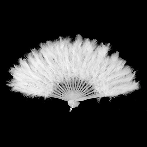 Tiuimk Dance Folding Fans Contemporary Fashion Feather Fan Foldable Hand To Diy Painting White