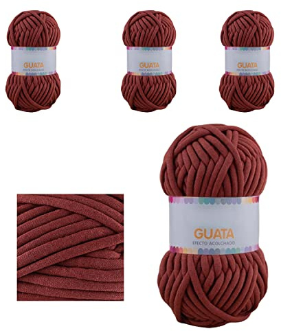 GUATA PACK4 100% Algodón Reciclado. Relleno 100% Poliéster, Aguja Tricotar: 12 y Crochet 15, Metros: 73 mts.,mmpara DIY y Para Ganchillo, Crochet, Temporada de Primavera-Verano PLUS HOME