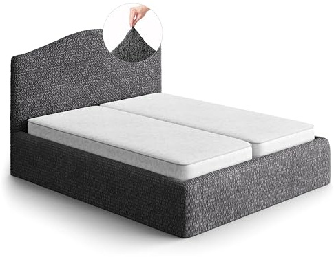 PAULATO Husse für Doppelbett über das Kopfteil und Grundgestell rüberziehen, Husse für Boxspringbetten 130-180cm Mikrofaser, bi-elastisches, kratzfestes und maschinenwaschbares Gewebe Made in Italy