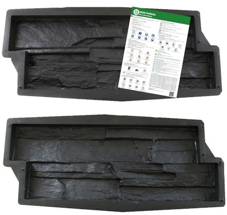 FHONYX 2 Stück Gießform Pflasterform Schablone für Beton, Fassadenstein, 52x19cm, Bodenbelag Platten, schalungsformen, einstellen Wanddekoration, wiederverwendbar, Gießen, DIY