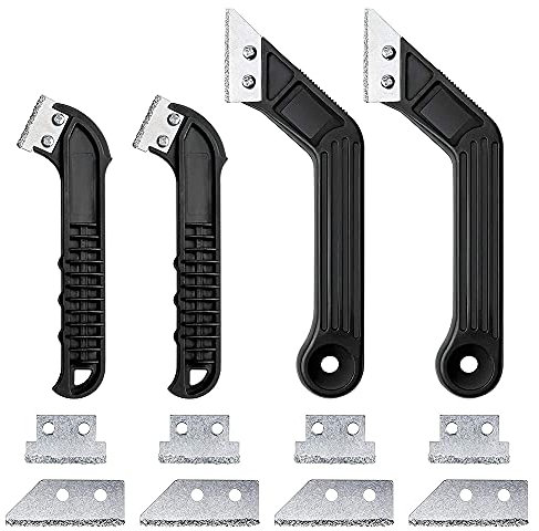 Duendhd 4 Pieces Grout Remover Mortar Scraper Rake Tool with 8 Blades Carbide Heavy Duty Tile Grout Rake Tool