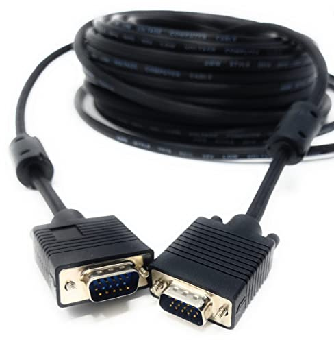 DRUT Câble VGA vers VGA 20 m 15 Broches SVGA mâle vers mâle pour Moniteur Ordinateur PC Ordinateurs Portables TV projecteurs rallonge, HD15 Toutes Les Broches de données connectées 65 Pieds Noir