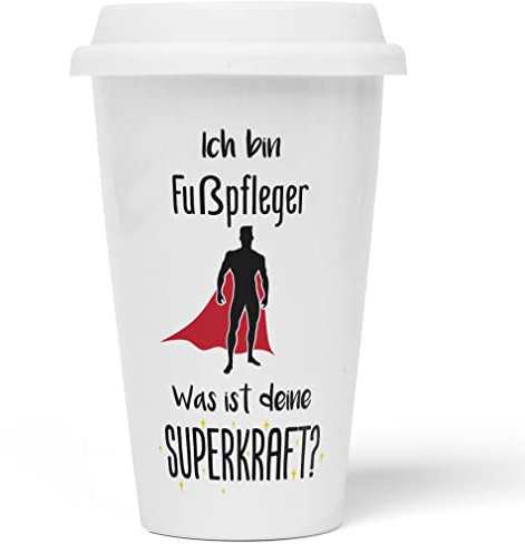 JUNIWORDS To-Go Becher mit Deckel, Ich bin Fußpfleger. Was ist deine Superkraft? (5929682)