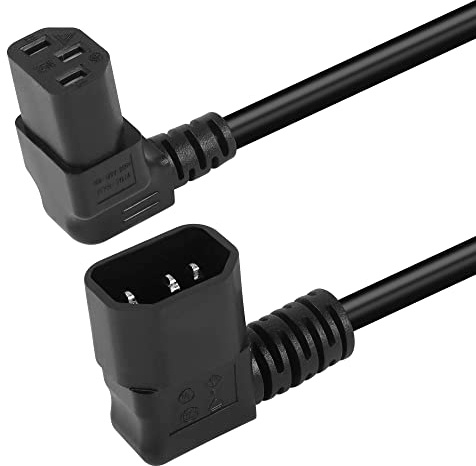 GELRHONR 1.6Ft 90 Degrees IEC320 C14 to Up Angle C13 PDU Power Supply Extension Cord,Right Angle C14 Male to C13 Female Power Cable for Computers,Monitor and Scanner (Right C14 to Up C13)