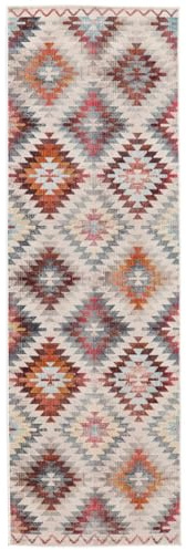 RugVista Kerala Teppich, 80 x 250 cm, Rot/Multi | Moderne, Rechteckig, Mittlerer Stapel, Nur chemische Reinigung, Oeko-Tex 100, Wohnzimmer, Küche, Diele