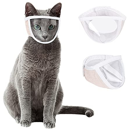Katzemaulkorb Anti Beißen Mundabdeckung Katze Einstellbar Katzenpflege Atmungsaktiv Katzemaulkorb Transparent Design Maulkorb mit Klettverschluss Maulkorb Baden Körperkontrolle Krallenschneiden